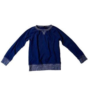 Gap Kids Navy Uniform Shimmer Neck Sleeves Sweatshirt Small (6-7)